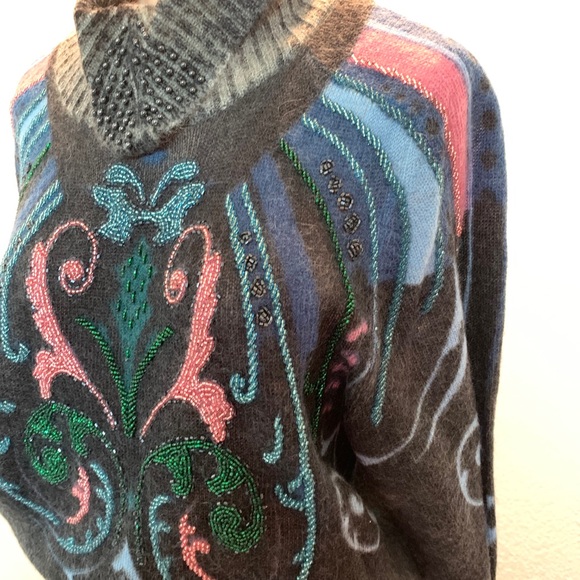 Vintage Italian mohair beaded turtleneck sweater m - Picture 3 of 12